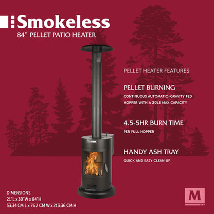 84" High 75,000 BTU Black Steel Wood Pellet Patio Heater