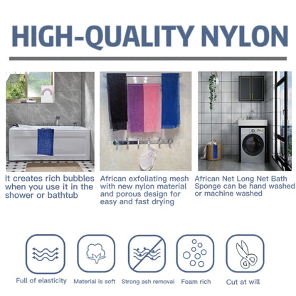 african Exfoliating Net, 4 Pieces African Net Sponge, Nylon African Bath Sponge Net, African Net Long Net Bath Sponge Shower Body Scrubber