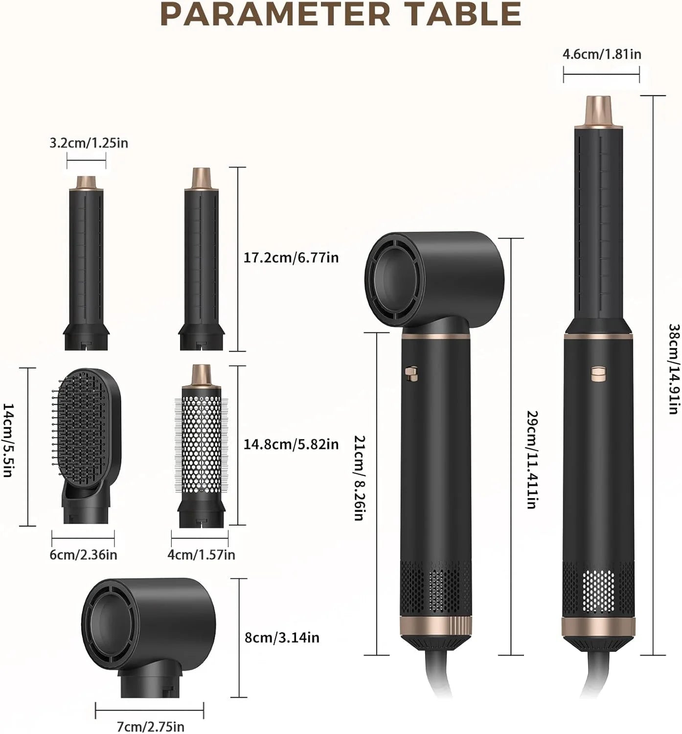 5 in 1 Hair Dryer Brush Hot Air Curling Brush Negative Ion Air Styler，Multi Function Blow Dryer Brush with Curling Wand, Straightening Brush, and Volumizing Hot Air Brush for All Hair Types