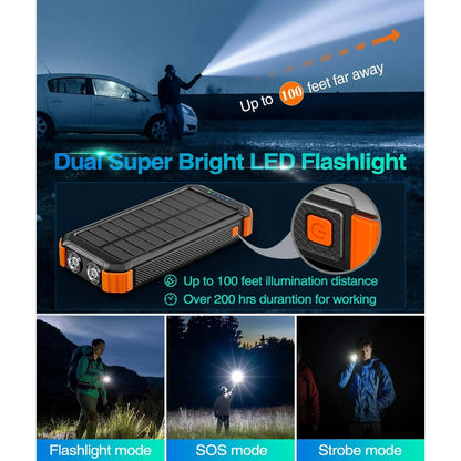 45800Mah Solar Charger Power Bank 15.5W Fast Charging USB Battery Pack with 3 Cables, Solar Phone Charger Compatible for Iphone & Android