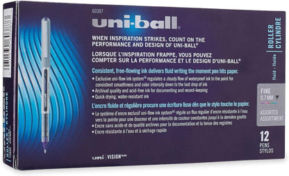 Vision Rollerball Pens, Fine Point (0.7Mm), Assorted Colors, 12 Count