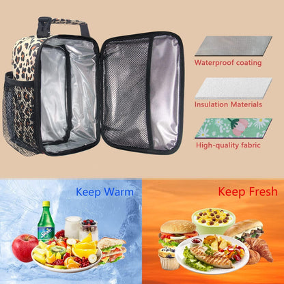 Insulated Lunch Bag Women, Reusable Lunch Box for Women, Adluts Lunchbox for Office Work School, Portable Lunchbag for Kids Girls Toddler, Leopard Print（18654-Lp）