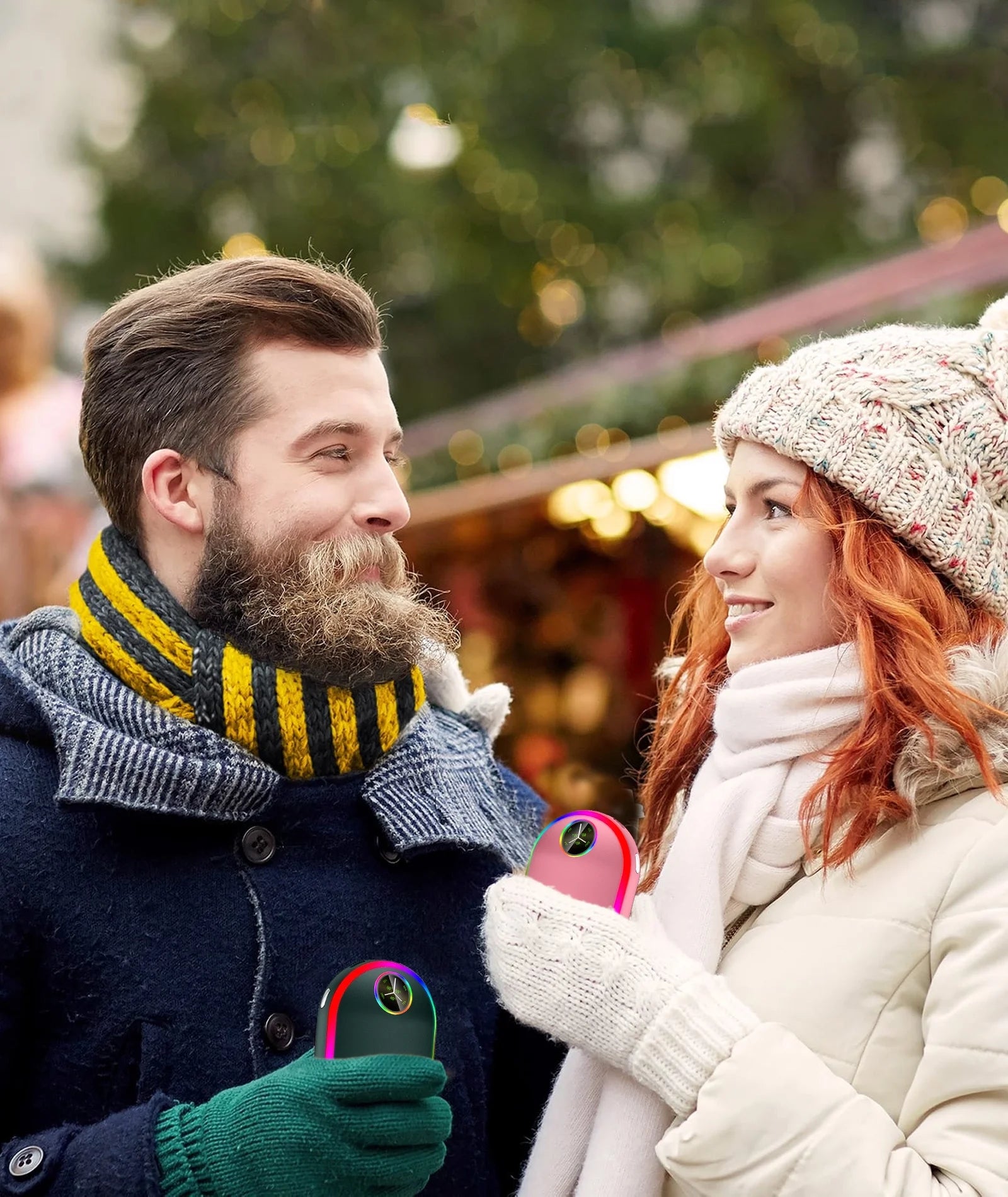 Hand Warmers, 10000Mah Hand Warmers Rechargeable, 7 Changing Colors Lights Electric Hand Warmers, Reusable Hand Warmer for Raynauds, Outdoors, Hunting, Golf, Camping, Women Mens Gifts(Green)