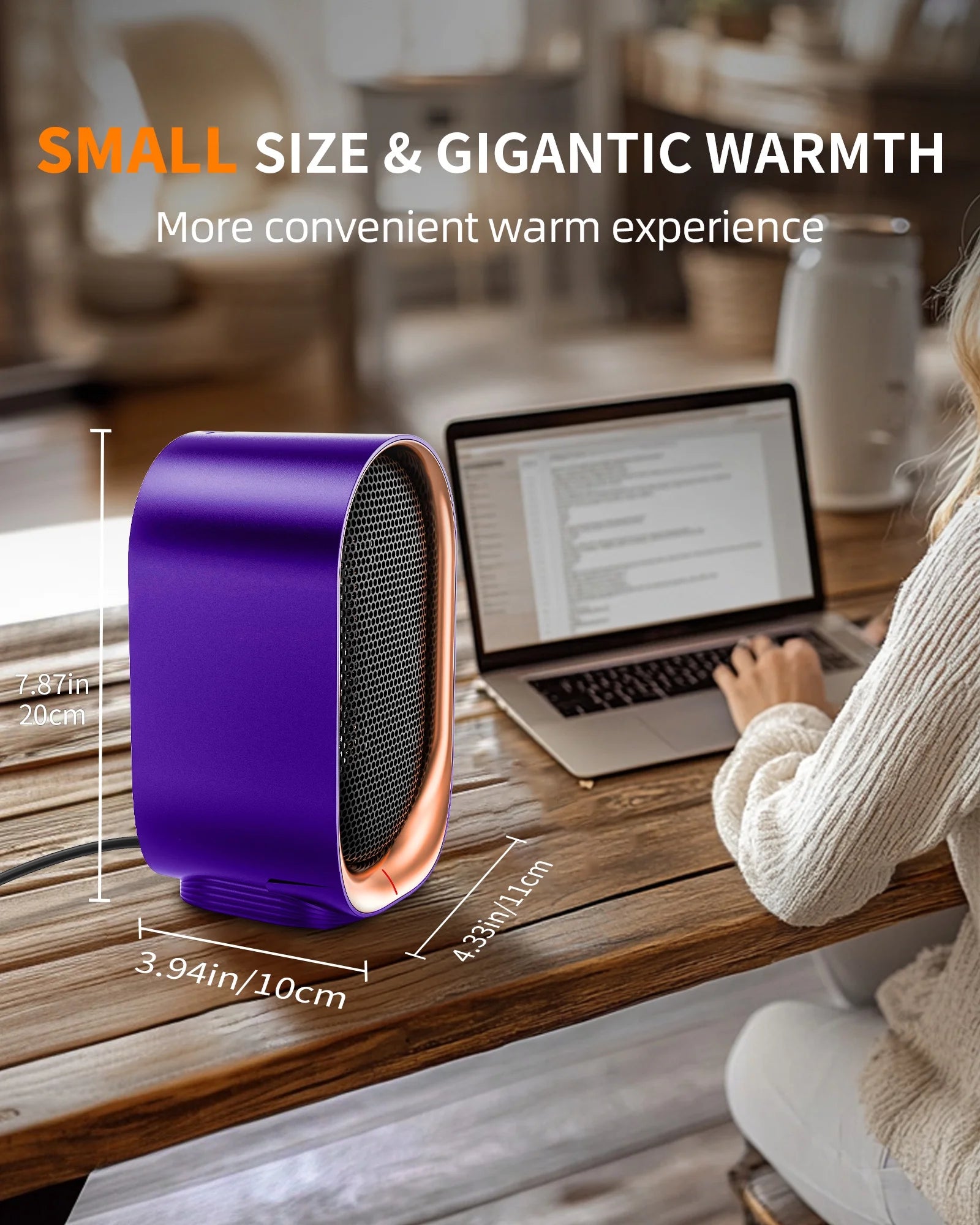 Space Heater, Small Portable Electric Heaters 1500W/800W, 2S Fast Heating, Tip-Over and Overheat Protection, Mini PTC Ceramic Room Desk Heater for Office Bedroom Indoor Use