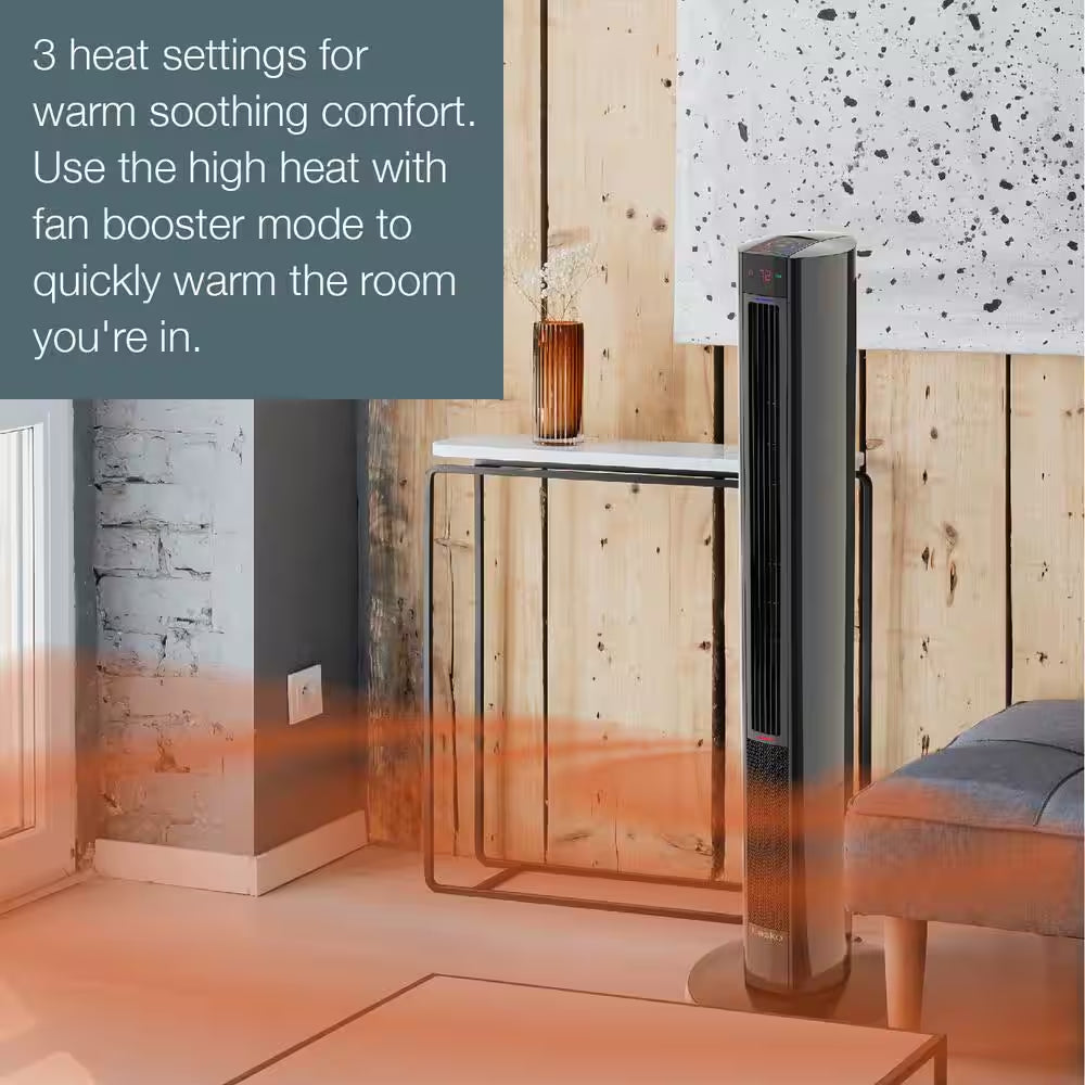 All Season 1500-Watt Electric Oscillating Comfort Control Tower Fan & Space Heater in One with Timer and Remote Control