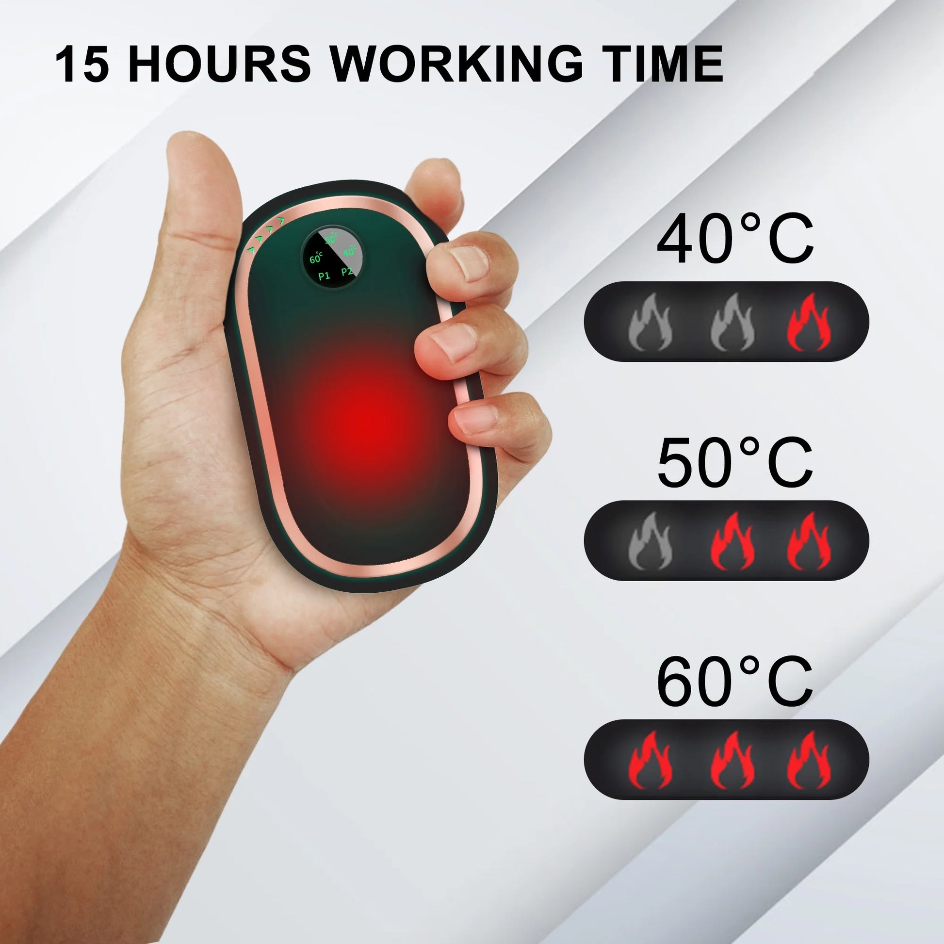 Hand Warmers Rechargeable 10000Mah Electric Hand Heater Reusable, Long Lasting 3 Temp for Golf, Hunting, Camping, Raynauds, Green