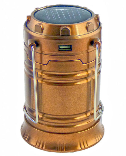 2 Solar Collapsible LED Lantern 3-In-1 Rechargeable, Flashlight & USB Power Bank - Portable, Bright, Eco-Friendly - Camping, Outdoor Activities, Emergencies (Copper)