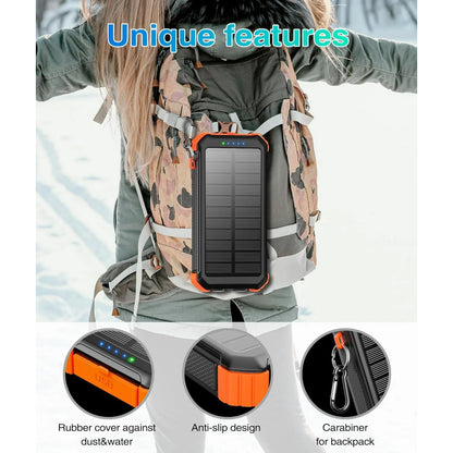 45800Mah Solar Charger Power Bank 15.5W Fast Charging USB Battery Pack with 3 Cables, Solar Phone Charger Compatible for Iphone & Android