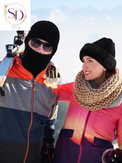 Blulu Knitted Full Face Ski Mask for Men and Women - 1-Hole Balaclava for Cold Weather