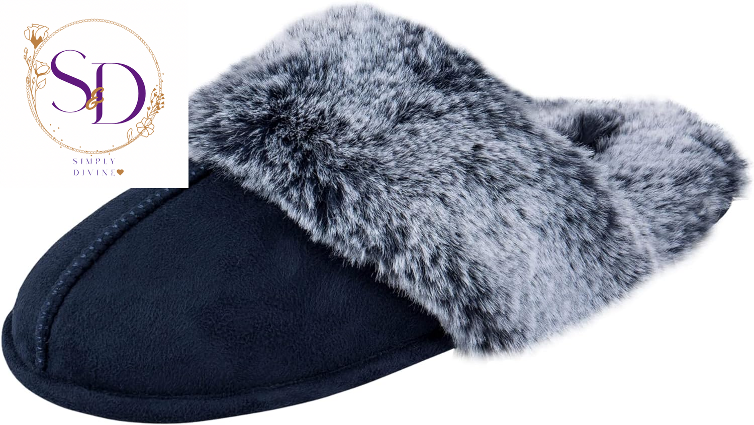 Jessica Simpson Women's Faux Fur Memory Foam House Slippers with Anti-Skid Sole