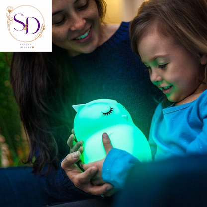 Lumipets Remote Control Silicone Night Light for Kids - Owl Design with 9 Soft Colors & Sleep Timer - Rechargeable, Battery-Operated Lamp for Bedroom | Baby Nursery, Toddler, Girls, Boys