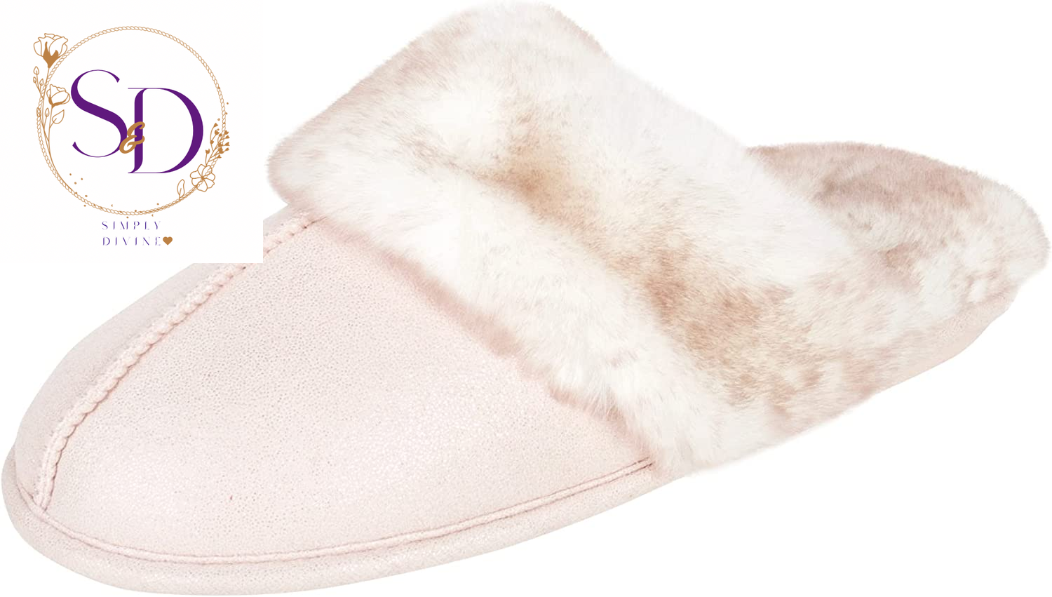 Jessica Simpson Women's Faux Fur Memory Foam House Slippers with Anti-Skid Sole