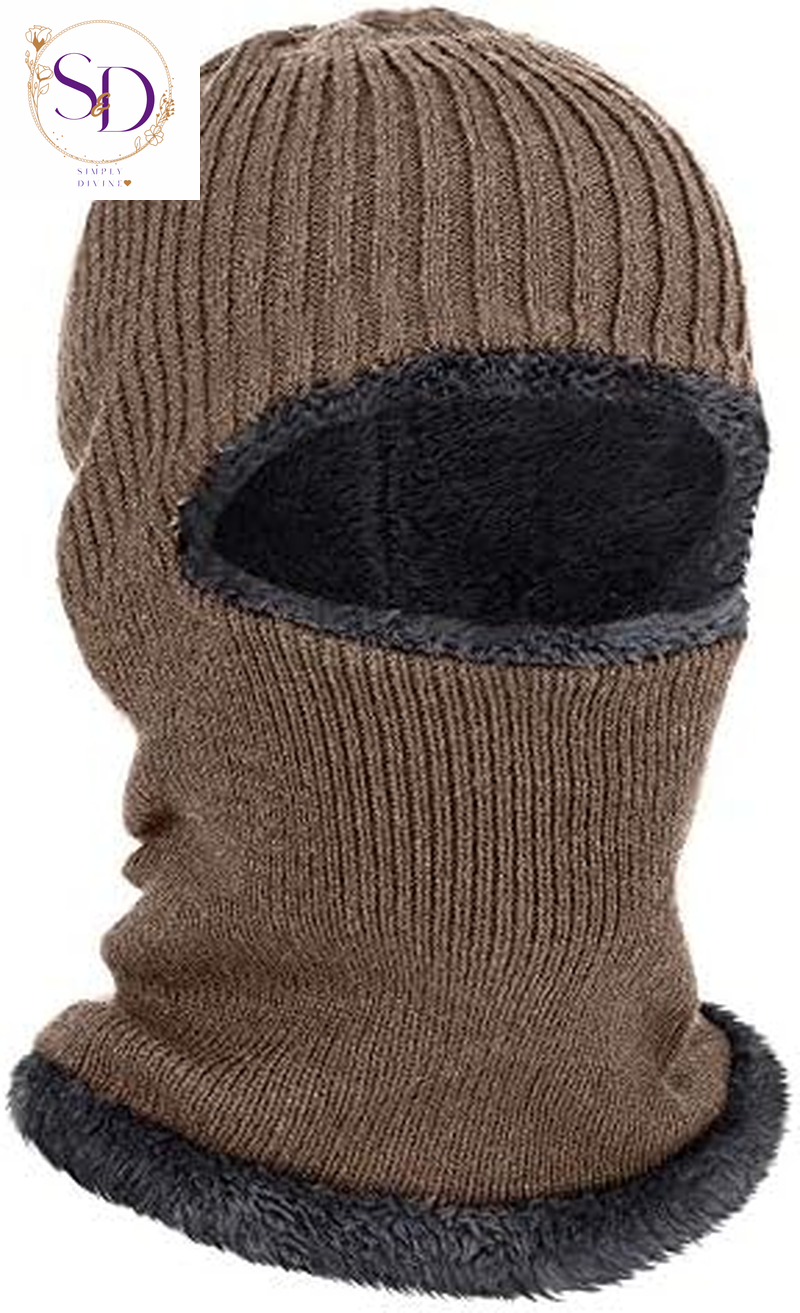 Blulu Knitted Full Face Ski Mask for Men and Women - 1-Hole Balaclava for Cold Weather