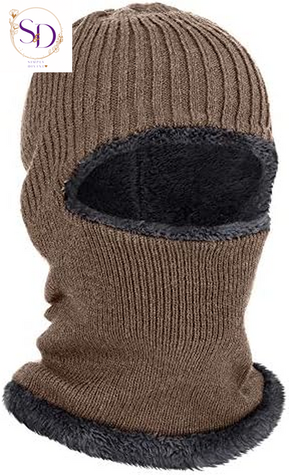 Blulu Knitted Full Face Ski Mask for Men and Women - 1-Hole Balaclava for Cold Weather