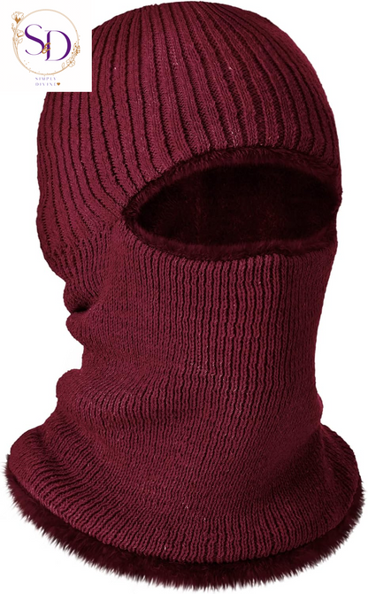 Blulu Knitted Full Face Ski Mask for Men and Women - 1-Hole Balaclava for Cold Weather