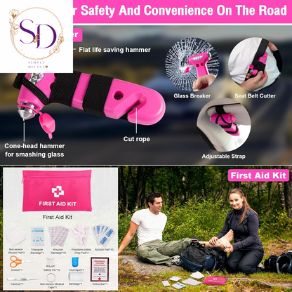 14PCS Car Cleaning Detailing Kit Interior Cleaner with High Power Car Vacuum and 56PCS Roadside Emergency Car Safety Kit