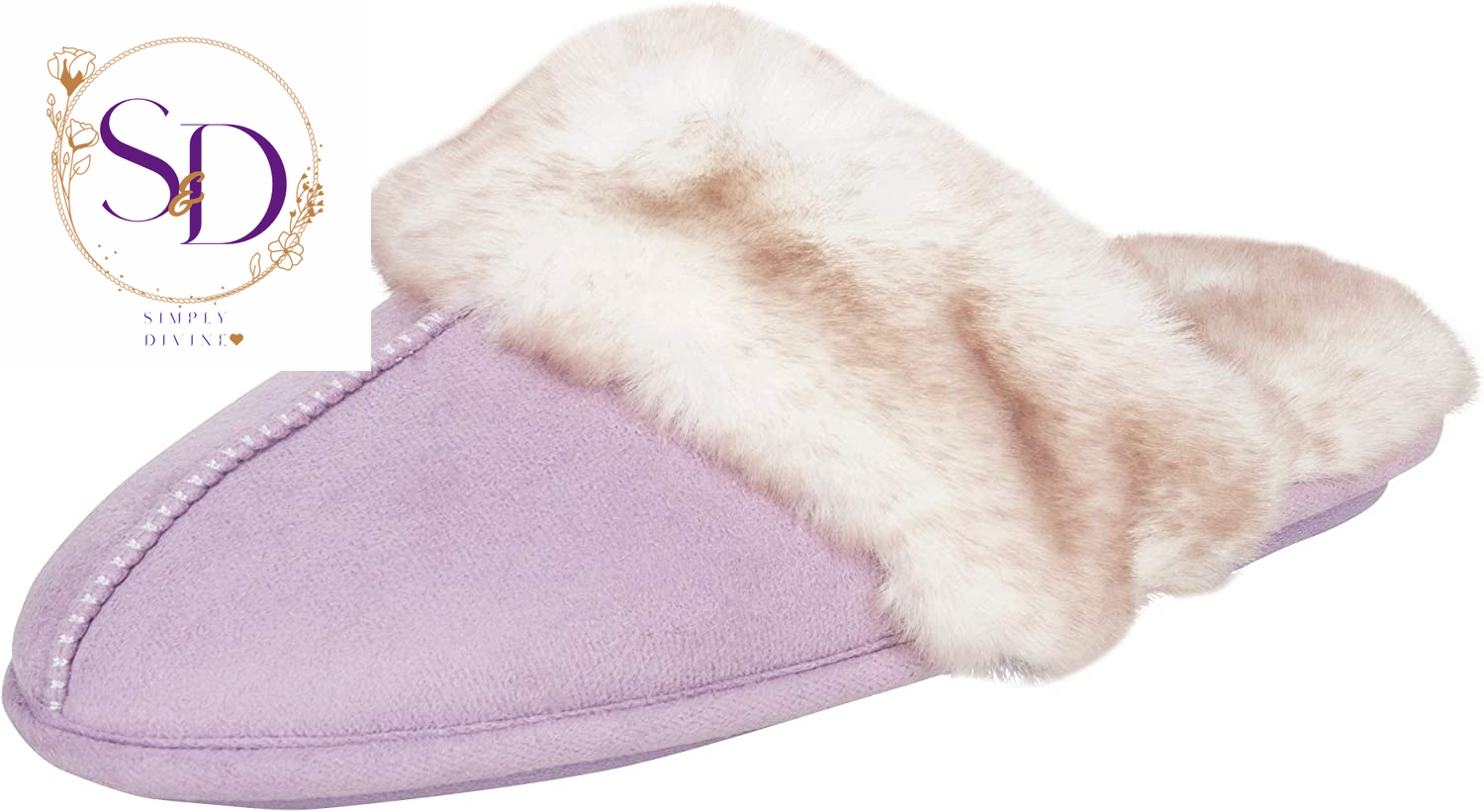 Jessica Simpson Women's Faux Fur Memory Foam House Slippers with Anti-Skid Sole