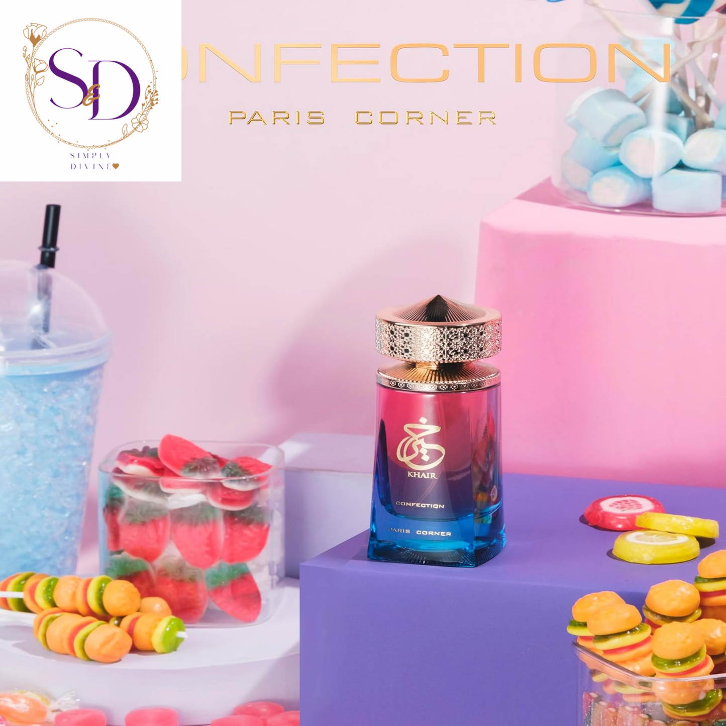 Paris Corner Khair Confection Eau de Parfum 3.4 Fl Oz | Unisex Fragrance with Sweet Candy Notes of Pear, Whipped Cream, Jasmine, and Vanilla