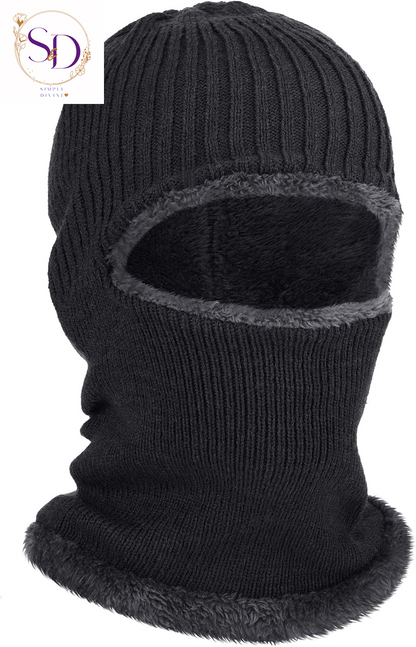 Blulu Knitted Full Face Ski Mask for Men and Women - 1-Hole Balaclava for Cold Weather