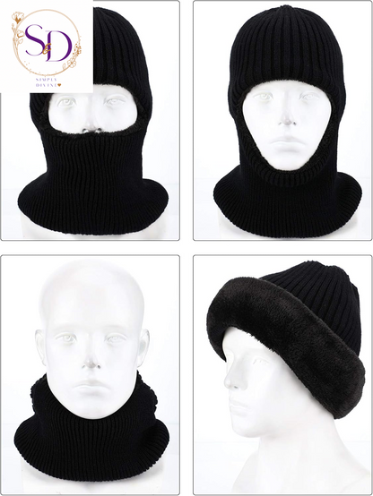 Blulu Knitted Full Face Ski Mask for Men and Women - 1-Hole Balaclava for Cold Weather