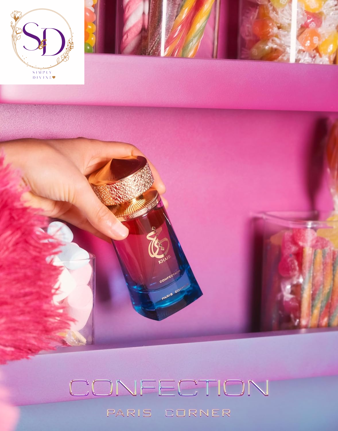 Paris Corner Khair Confection Eau de Parfum 3.4 Fl Oz | Unisex Fragrance with Sweet Candy Notes of Pear, Whipped Cream, Jasmine, and Vanilla