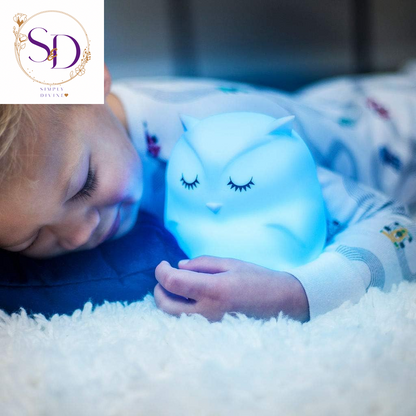 Lumipets Remote Control Silicone Night Light for Kids - Owl Design with 9 Soft Colors & Sleep Timer - Rechargeable, Battery-Operated Lamp for Bedroom | Baby Nursery, Toddler, Girls, Boys