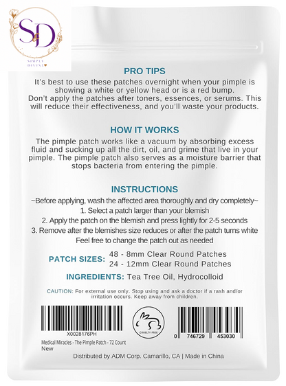 Medical Miracles Maximum Strength Hydrocolloid Acne Remover Sticker Dots(Pack of 72) Face Healing Dot Treatment May Aid in Absorbing Zits, Pimples, Cystic Spots, Blemish Tea Tree Therapy All Skintypes