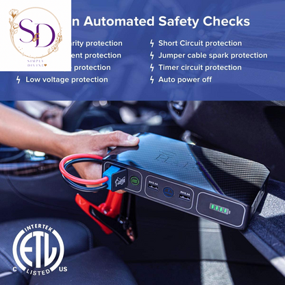 HALO Bolt Wireless Laptop Power Bank - 44400 Mwh Portable Phone Laptop Charger Car Jump Starter with AC Outlet and Car Charger, Blue Graphite