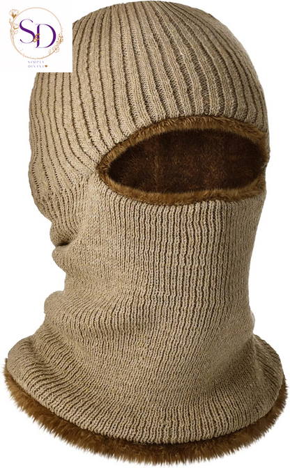 Blulu Knitted Full Face Ski Mask for Men and Women - 1-Hole Balaclava for Cold Weather
