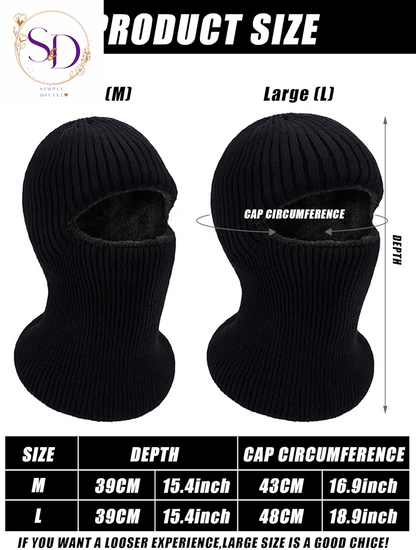 Blulu Knitted Full Face Ski Mask for Men and Women - 1-Hole Balaclava for Cold Weather