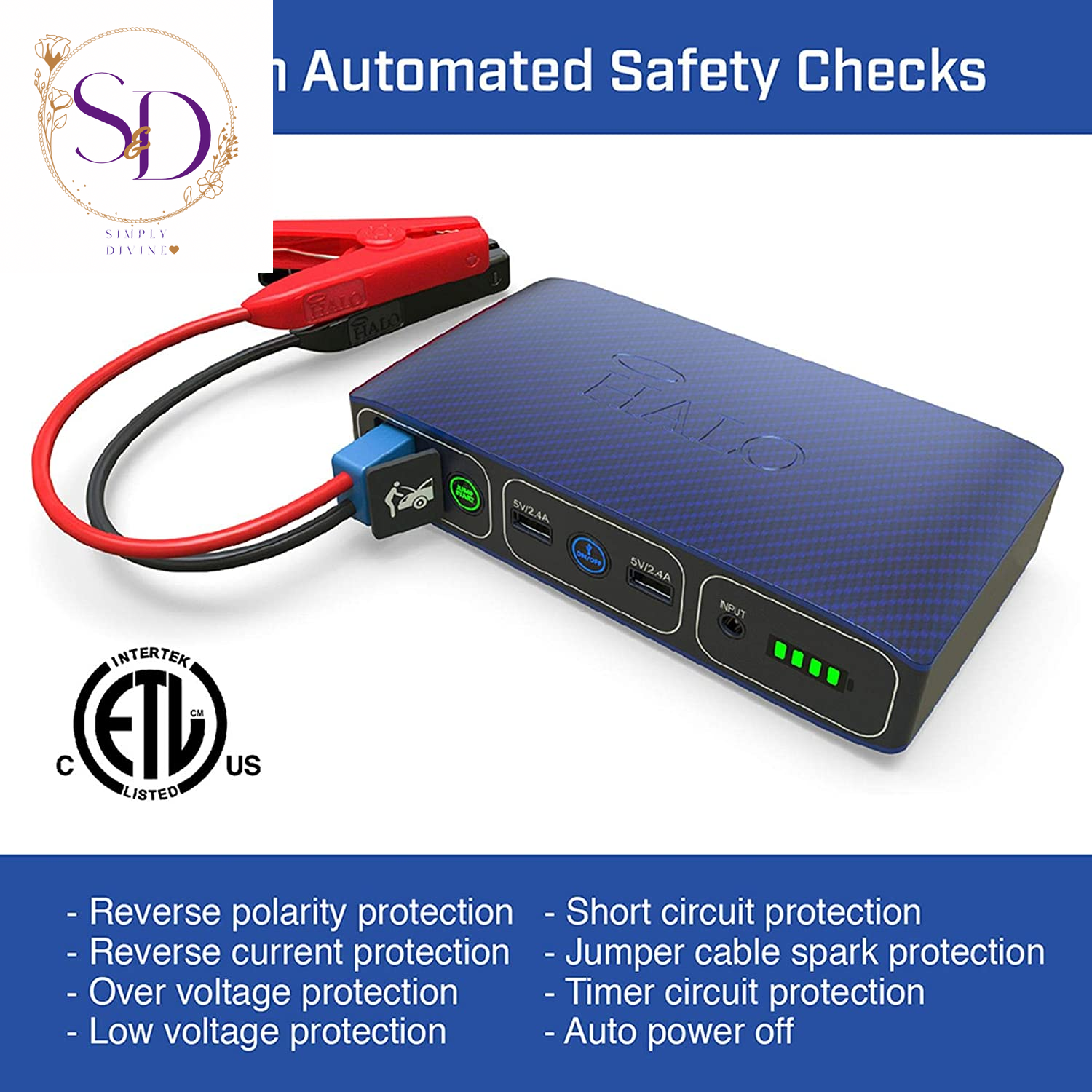 HALO Bolt Portable Car Jump Starter 57720 MWH Car Battery Jump Starter with 2 USB Ports to Charge Devices, Portable Car Charger - Silver, 123236