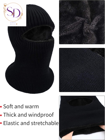 Blulu Knitted Full Face Ski Mask for Men and Women - 1-Hole Balaclava for Cold Weather
