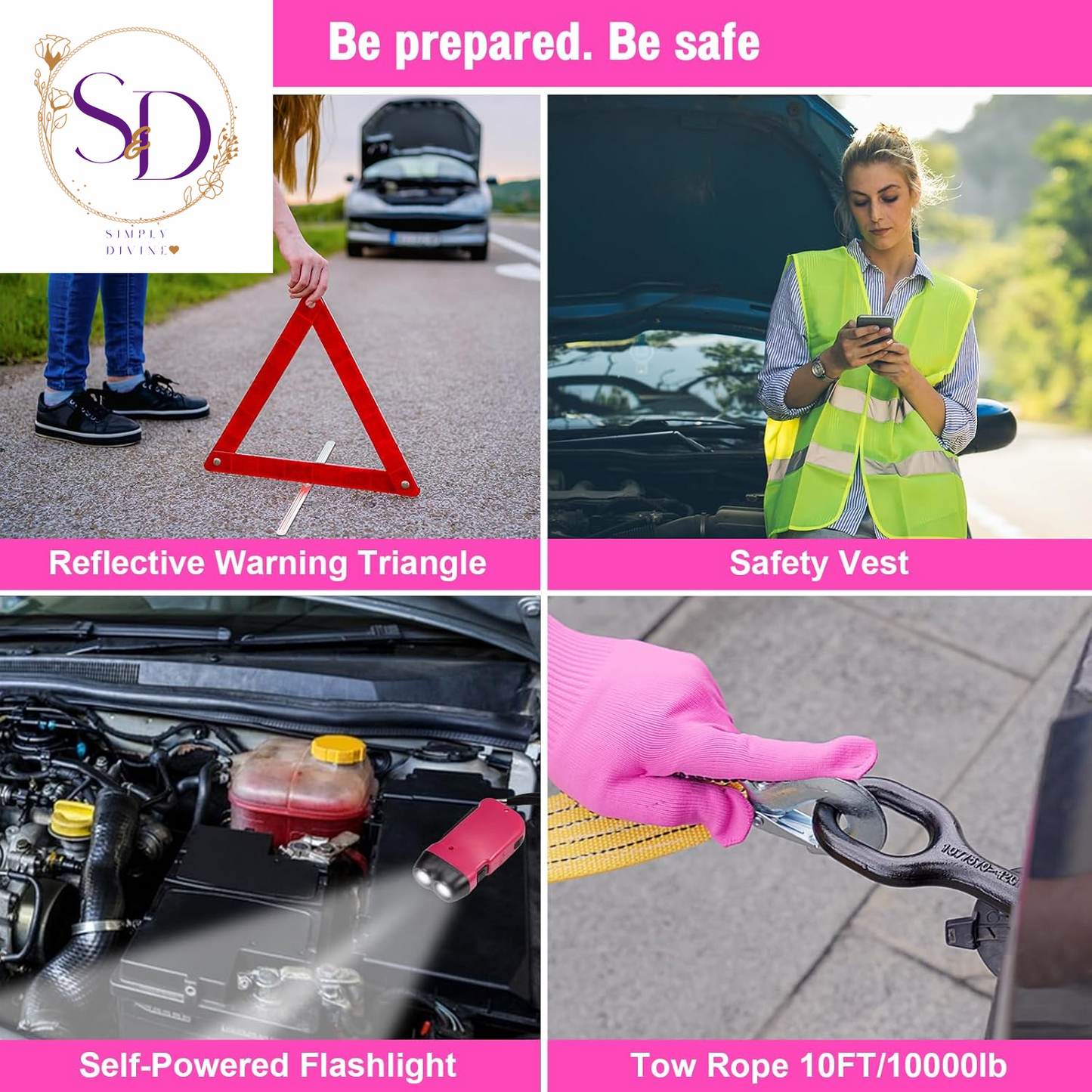 14PCS Car Cleaning Detailing Kit Interior Cleaner with High Power Car Vacuum and 56PCS Roadside Emergency Car Safety Kit