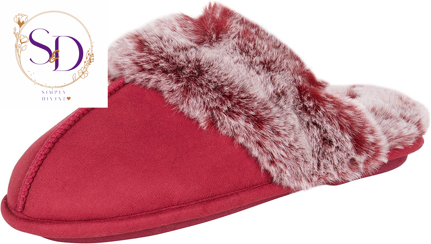 Jessica Simpson Women's Faux Fur Memory Foam House Slippers with Anti-Skid Sole