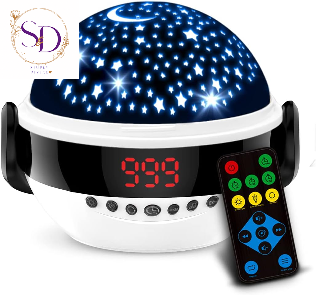Baby Night Lights Star Projector for Kids Room White Noise Nursery Sound Machine Sleep Soother Bedside Lamp 6 Natural Sounds 6 Lullabies Music Remote Timer