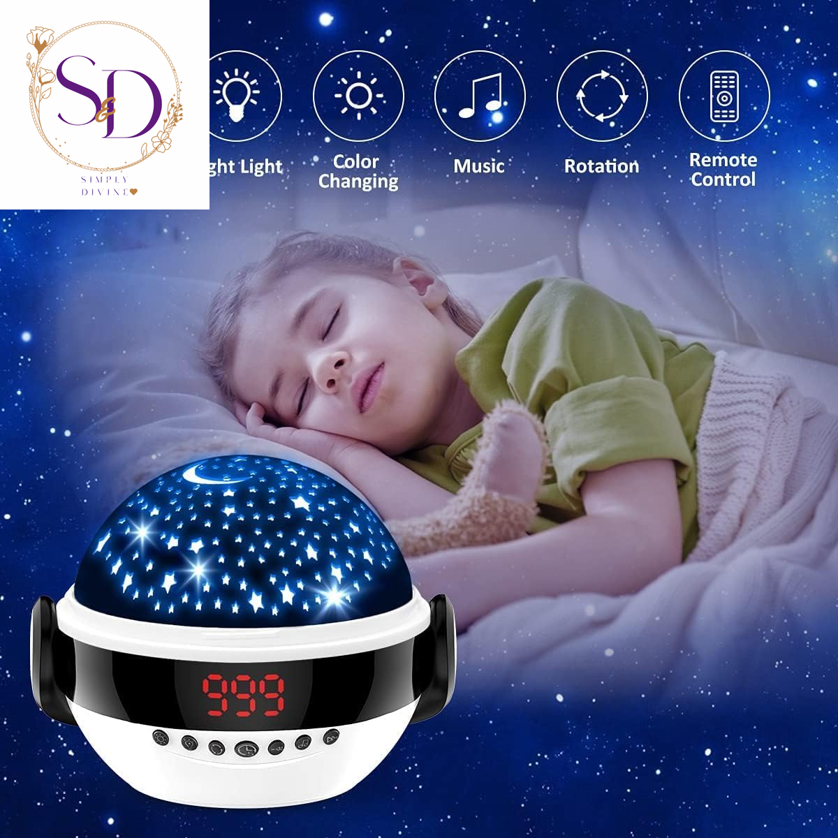 Baby Night Lights Star Projector for Kids Room White Noise Nursery Sound Machine Sleep Soother Bedside Lamp 6 Natural Sounds 6 Lullabies Music Remote Timer