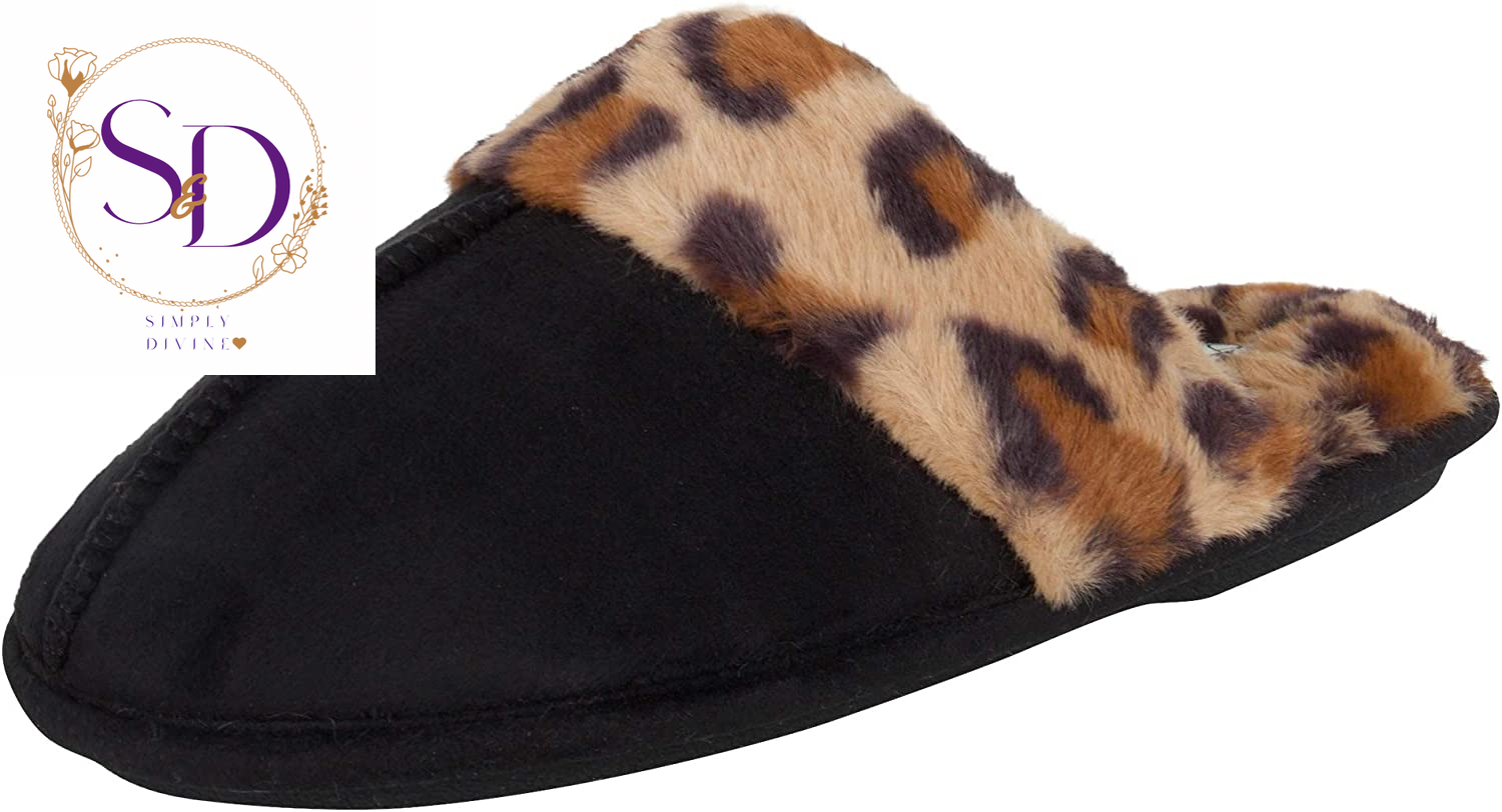 Jessica Simpson Women's Faux Fur Memory Foam House Slippers with Anti-Skid Sole