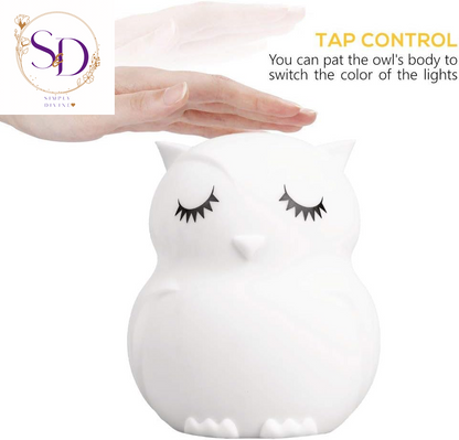 Lumipets Remote Control Silicone Night Light for Kids - Owl Design with 9 Soft Colors & Sleep Timer - Rechargeable, Battery-Operated Lamp for Bedroom | Baby Nursery, Toddler, Girls, Boys