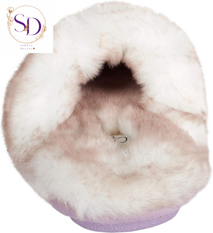 Jessica Simpson Women's Faux Fur Memory Foam House Slippers with Anti-Skid Sole