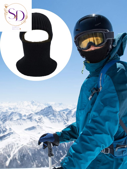 Blulu Knitted Full Face Ski Mask for Men and Women - 1-Hole Balaclava for Cold Weather