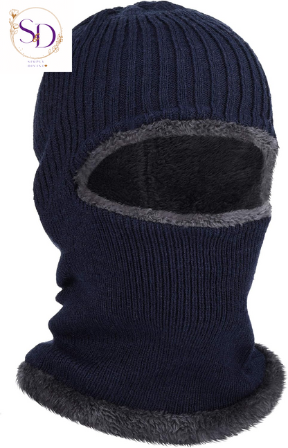 Blulu Knitted Full Face Ski Mask for Men and Women - 1-Hole Balaclava for Cold Weather