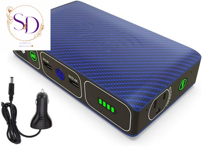 HALO Bolt Wireless Laptop Power Bank - 44400 Mwh Portable Phone Laptop Charger Car Jump Starter with AC Outlet and Car Charger, Blue Graphite